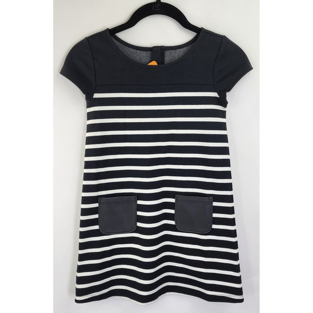 Gymboree Starry Night Striped Dress Girl's 6 Black White Pockets Pullover
